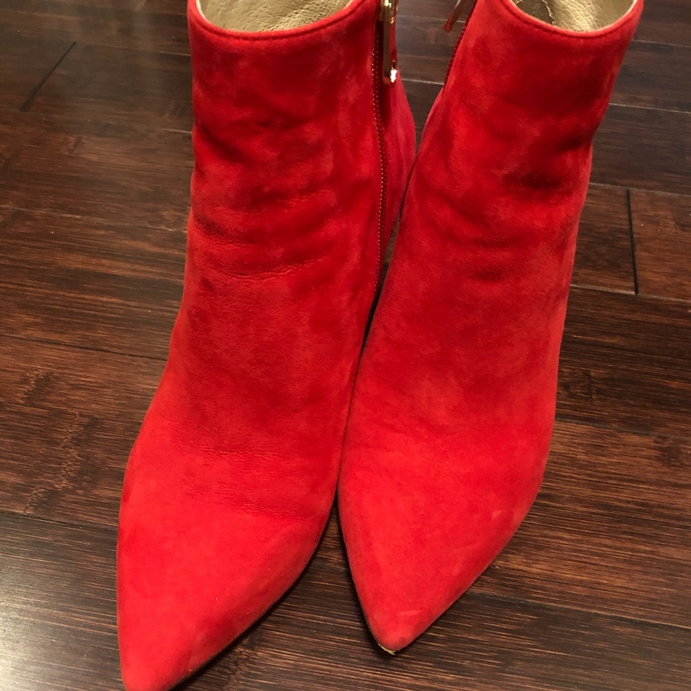 Louise et cie red suade booties with gold details - Picture 3 of 8